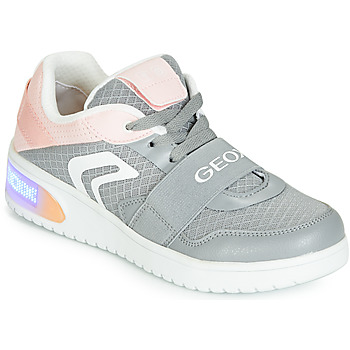 Schuhe Mädchen Sneaker Low Geox J XLED GIRL Grau / Rosa /  led