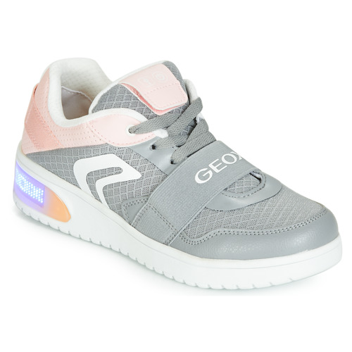 Schuhe Mädchen Sneaker Low Geox J XLED GIRL Grau / Rosa /  led