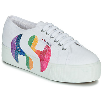 Schuhe Damen Sneaker Low Superga 2790-COTWPRINTEDLOGOGLITTER Weiss