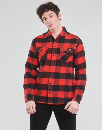 Kleidung Herren Langärmelige Hemden Dickies NEW SACRAMENTO SHIRT RED Rot / Schwarz