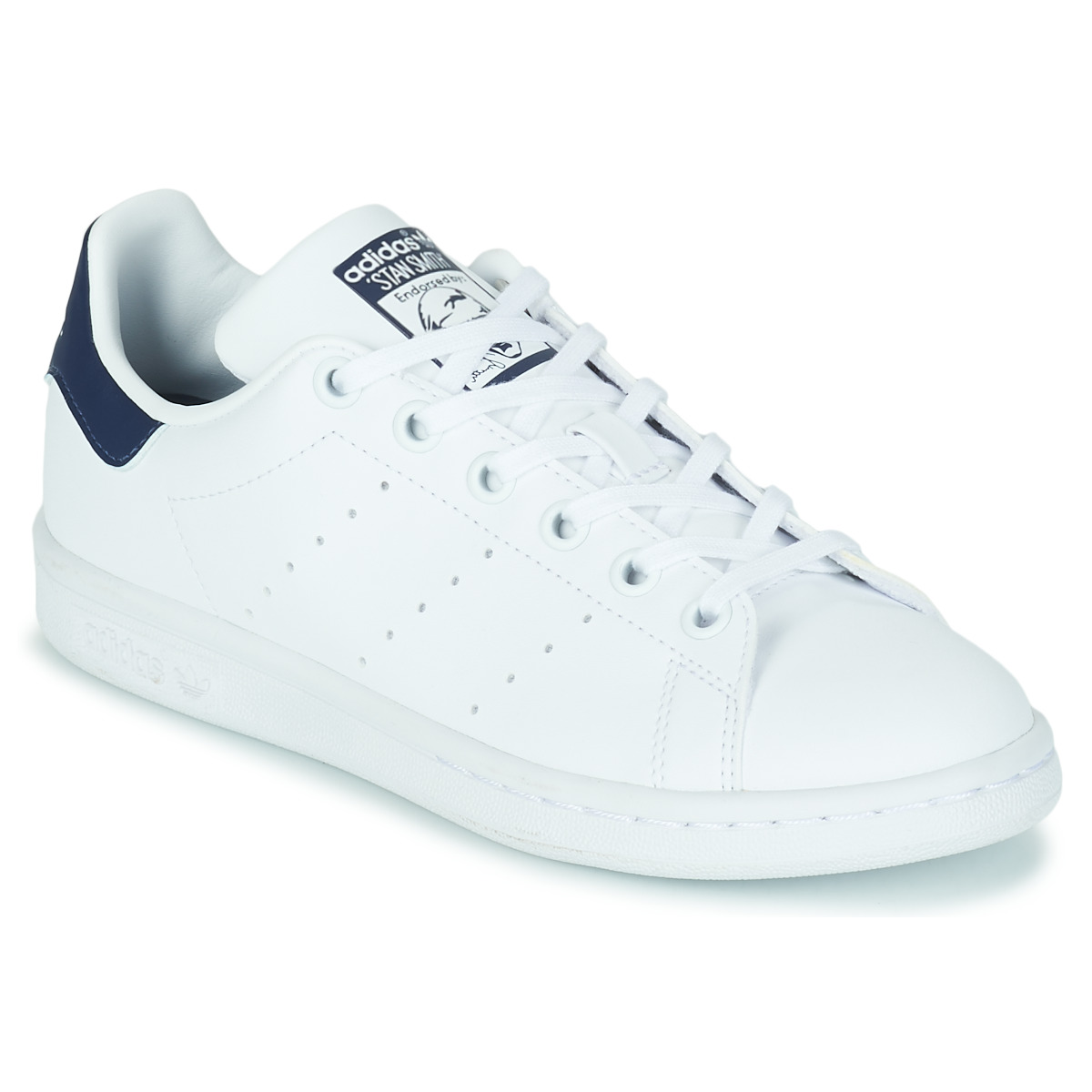 Schuhe Mädchen Sneaker Low adidas Originals STAN SMITH J SUSTAINABLE Weiss / Marine