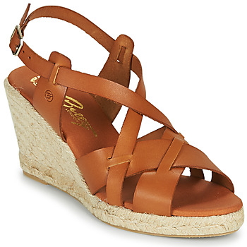 Schuhe Damen Leinen-Pantoletten mit gefloch Betty London OSAVER Camel