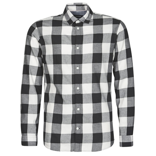 Kleidung Herren Langärmelige Hemden Jack & Jones JJEGINGHAM Weiss / Schwarz