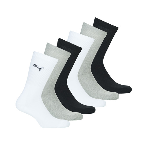 Accessoires Sportstrümpfe Puma PUMA CREW SOCK X6 Weiss / Grau / Schwarz