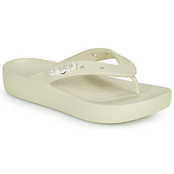 Schuhe Damen Zehensandalen Crocs Classic Platform Flip W Beige