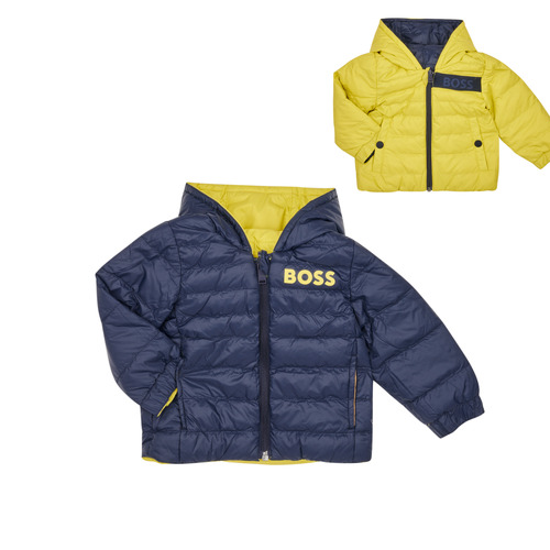 Kleidung Jungen Daunenjacken BOSS J06254-616 Marine / Gelb