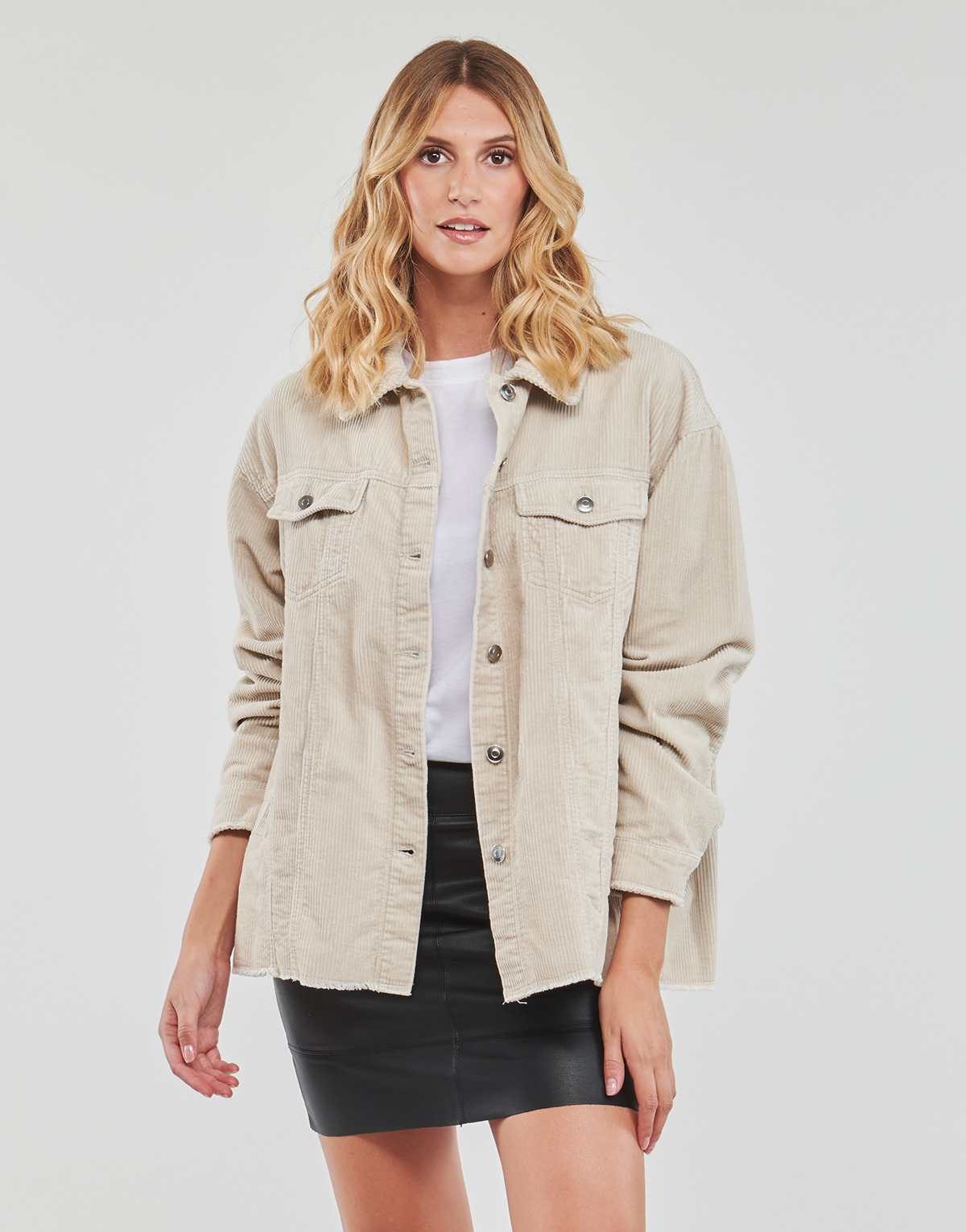 Kleidung Damen Jacken Only ONLBITTEN CORD SHACKET PNT NOOS Beige