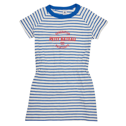 Kleidung Mädchen Kurze Kleider Petit Bateau FINETTA Weiss / Blau