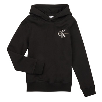 Kleidung Kinder Sweatshirts Calvin Klein Jeans SMALL MONOGRAM HOODIE Schwarz