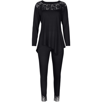 Kleidung Damen Pyjamas/ Nachthemden Lisca Pyjama Hausanzug Hose Top Langarm Flamenco Schwarz