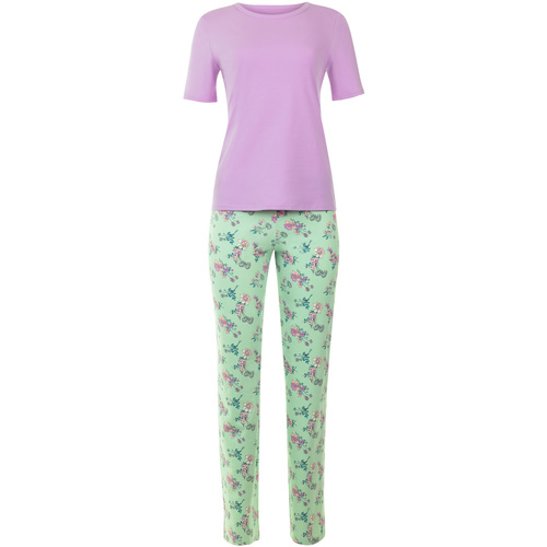 Kleidung Damen Pyjamas/ Nachthemden Lisca Pyjama Hausanzug Hose Top Kurzarm Posh  Cheek Grün