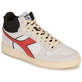 Schuhe Herren Sneaker High Diadora MAGIC BASKET DEMI CUT SUEDE LEATHER Weiss / Rot / Schwarz