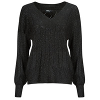 Kleidung Damen Pullover Only ONLLUCIA LS GLITTER V-NECK KNT Schwarz