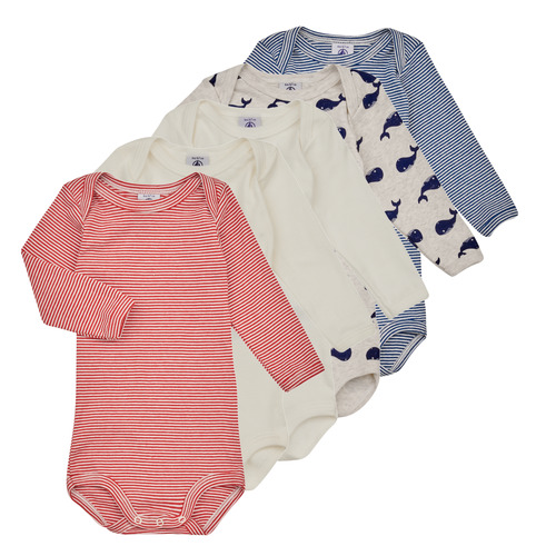 Kleidung Kinder Pyjamas/ Nachthemden Petit Bateau BODY US ML BALEINE PACK X5 Multicolor