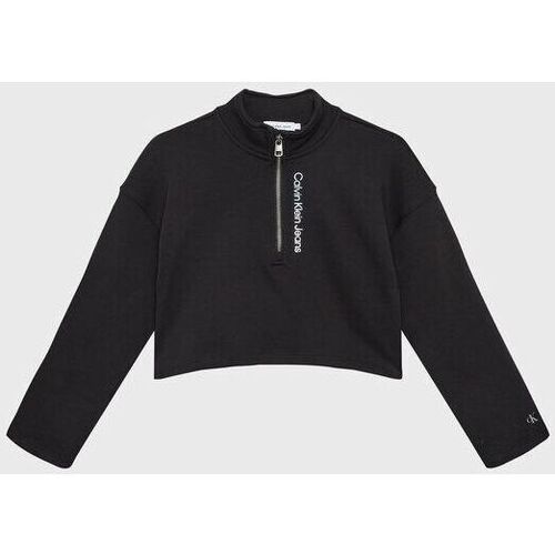 Kleidung Mädchen Sweatshirts Calvin Klein Jeans IG0IG01872 LOGO ZIP-BEH BLACK Schwarz