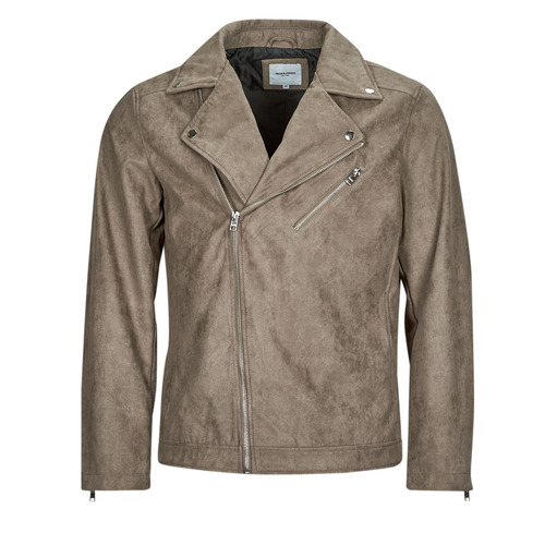 Kleidung Herren Lederjacken / Kunstlederjacken Jack & Jones JJROCKY FAUX SUEDE BIKER JACKET Beige