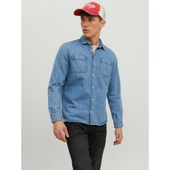 Kleidung Herren Langärmelige Hemden Jack & Jones 12224328 CREEK-LIGHT BLUE DENIM Blau