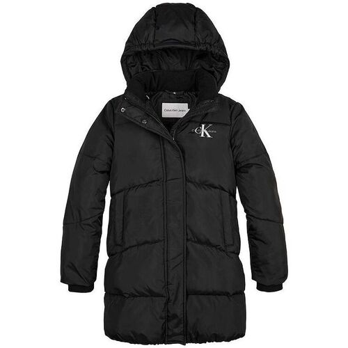 Kleidung Mädchen Jacken Calvin Klein Jeans IG0IG02059 LONG PUFFER-BEH BLACK Schwarz