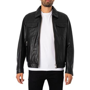 Kleidung Herren Lederjacken / Kunstlederjacken Antony Morato Slim-Fit-Lederjacke mit Tasche Schwarz