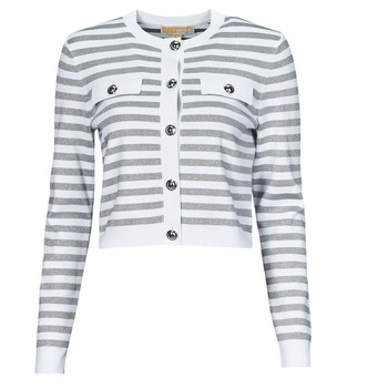 Kleidung Damen Pullover MICHAEL Michael Kors ECO SNAP CROP JKT Weiss / Silbern