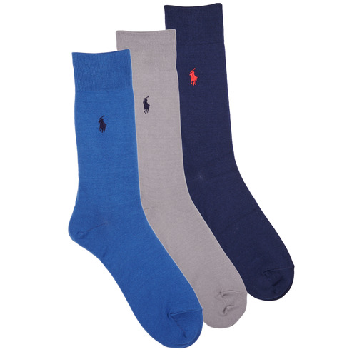 Accessoires Socken & Strümpfe Polo Ralph Lauren 84023PK-MERC 3PK-CREW SOCK-3 PACK Marine / Grau / Blau