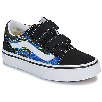 Schuhe Kinder Sneaker Low Vans Old Skool V PIXEL FLAME BLACK/BLUE Schwarz / Blau