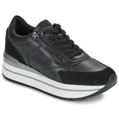 Schuhe Damen Sneaker Low Geox D NEW KENCY Schwarz