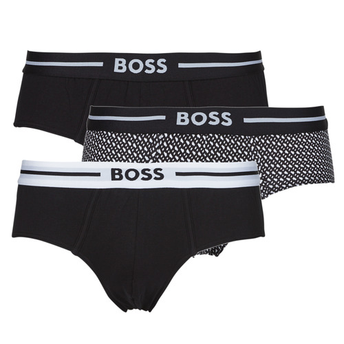 Unterwäsche Herren Slips BOSS HipBr 3P Bold Design Schwarz