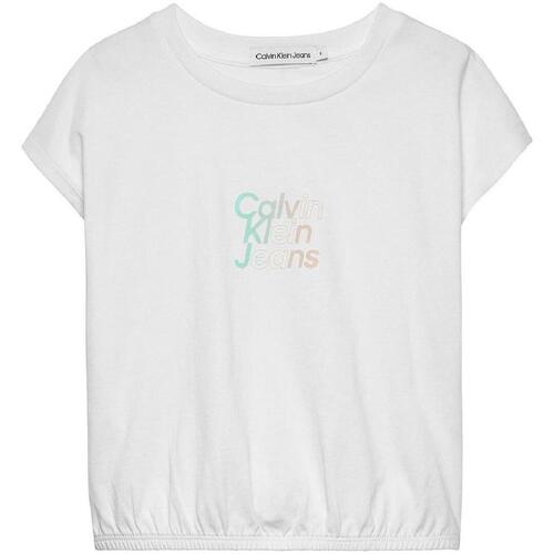 Kleidung Mädchen T-Shirts Calvin Klein Jeans  Weiss