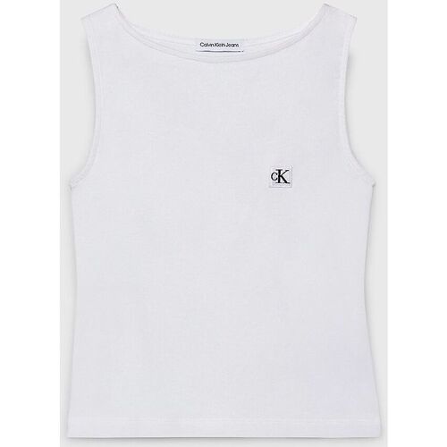 Kleidung Mädchen Tops Calvin Klein Jeans IG0IG02488 TANK TOP-YAF BRIGHT WHITE Weiss