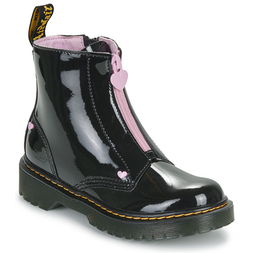 Schuhe Mädchen Boots Dr. Martens Bex Heart Zip Boot J Black Patent Lamper Schwarz