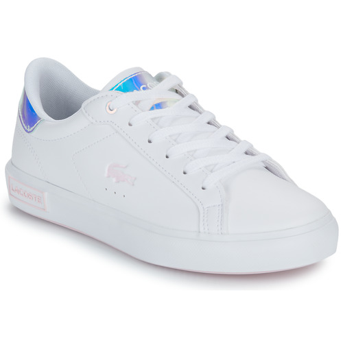 Schuhe Mädchen Sneaker Low Lacoste POWERCOURT Weiss / Silbern