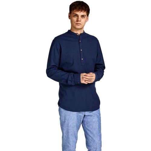 Kleidung Herren Langärmelige Hemden Jack & Jones  Blau