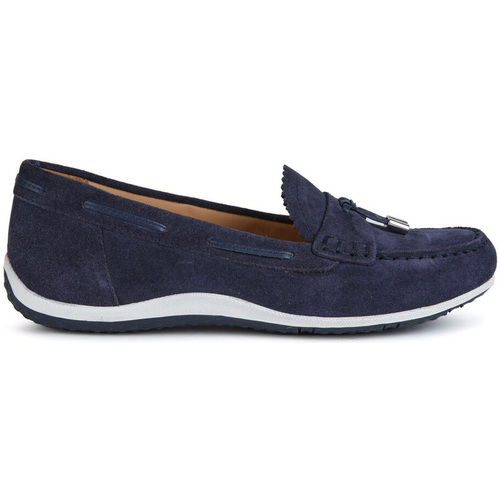 Schuhe Damen Slipper Geox D Vega mocassino in camoscio Blau