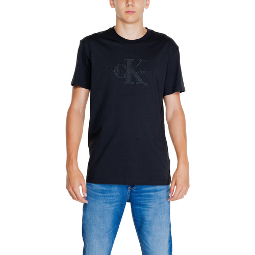 Kleidung Herren Langärmelige Polohemden Calvin Klein Jeans MONOLOGO APPLIQUE J30J325916 Schwarz