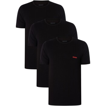 Kleidung Herren Pyjamas/ Nachthemden BOSS 3er-Pack Lounge-T-Shirts mit Rundhalsausschnitt und Logo Schwarz