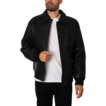 Kleidung Herren Lederjacken / Kunstlederjacken BOSS Larston Lederjacke Schwarz