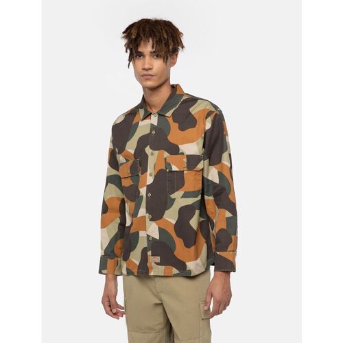 Kleidung Herren Langärmelige Hemden Dickies CAMO WORK SHIRT-0IP IMPERIAL GREEN Grün