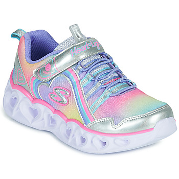 Sko Pige Lave sneakers Skechers HEART LIGHTS RAINBOW LUX Sølv / Pink