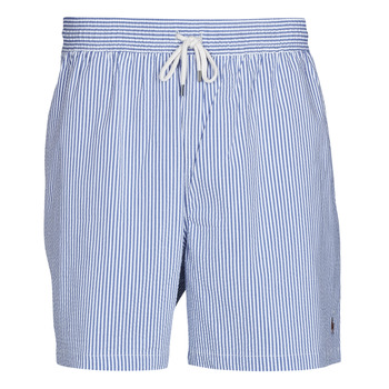 textil Herre Badebukser / Badeshorts Polo Ralph Lauren MAILLOT SHORT DE BAIN RAYE SEERSUCKER CORDON DE SERRAGE ET POCHE Blå / Hvid