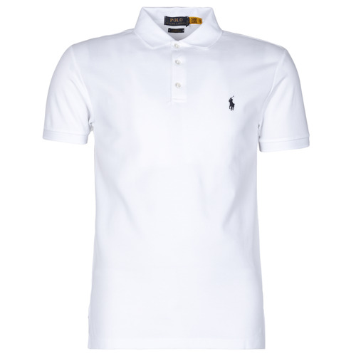 textil Herre Polo-t-shirts m. korte ærmer Polo Ralph Lauren POLO CINTRE SLIM FIT EN COTON STRETCH MESH LOGO PONY PLAYER Hvid