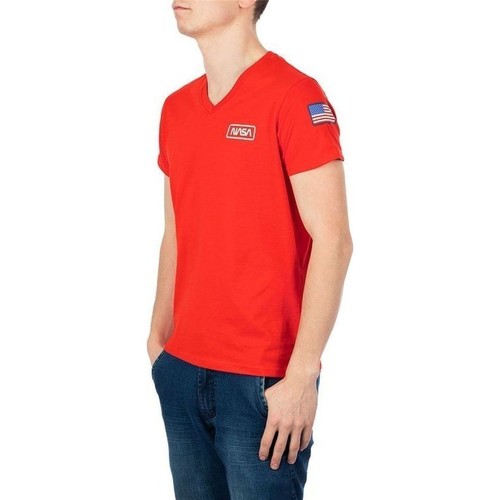 textil Herre T-shirts & poloer Nasa BASIC FLAG V NECK Rød