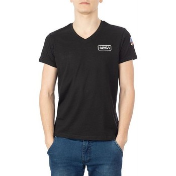 textil Herre T-shirts & poloer Nasa BASIC FLAG V NECK Sort