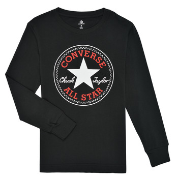 textil Dreng Langærmede T-shirts Converse CHUCK PATCH LONG SLEEVE TEE Sort