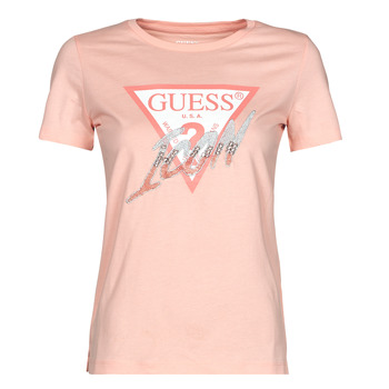 textil Dame T-shirts m. korte ærmer Guess SS CN ICON TEE Fersken