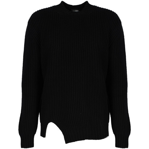 textil Herre Pullovere Les Hommes LHK108 647U | Round Neck Asymetric Sweater Sort