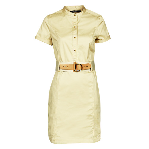 textil Dame Korte kjoler Lauren Ralph Lauren HILSHEN-SHORT SLEEVE-DAY DRESS Beige