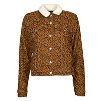 textil Dame Cowboyjakker Levi's WT-TRUCKER-SHERPA Leopard / Ingefær