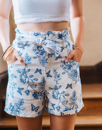 textil Dame Shorts Céleste AMANDINE Hvid / Blå