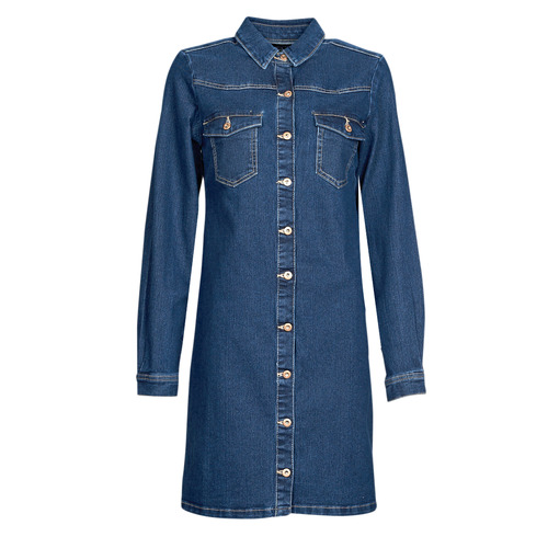 textil Dame Korte kjoler Pieces PCPERRY L/S DENIM DRESS-VI Blå / Mørk